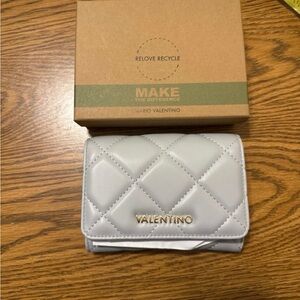 Valentino By Mario Valentino Quilted Light Gray Wallet